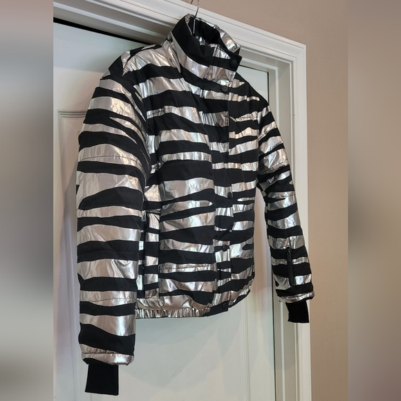 Topshop Sno Ski Jacket Foil Silver and Black - Picture 5 of 11